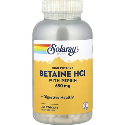 Hoge Potentie Betaine Hcl met Pepsin, 650Mg, 250 Vegetarische Capsules