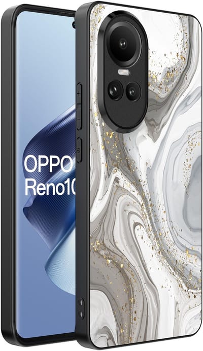 Smartphonica Telefoonhoesje Geschikt voor Oppo Reno 10 / 10 Pro met marmer opdruk - TPU backcover case marble design - Zilver geschikt voor Oppo Reno 10;Oppo Reno 10 Pro