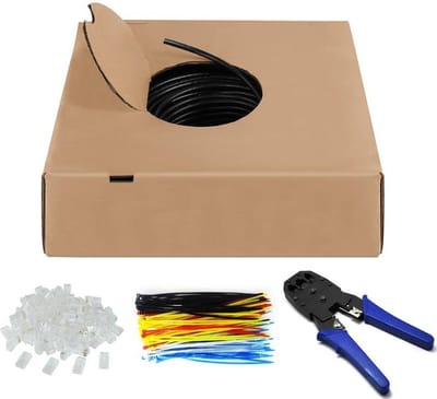 Cat 6 - U/UTP - Netwerkkabel set- Vaste kern - CCA - 6.4mm - 305 meter - PE - Op rol - Zwart - Allteq