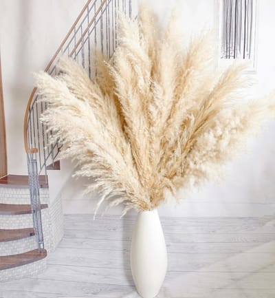 10 Stuks Gedroogd Pampasgras Wit 40 cm - Natuurlijke Losse Pluimen voor Woondecoratie