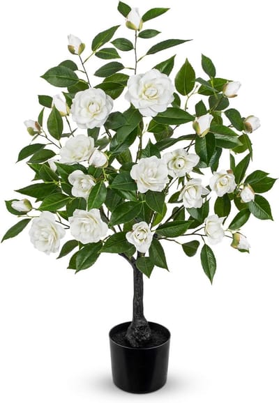 Nep Cameliaboom - Kunstplant - Interieur Decoratie - Onderhoudsvrij - 90 cm - Wit
