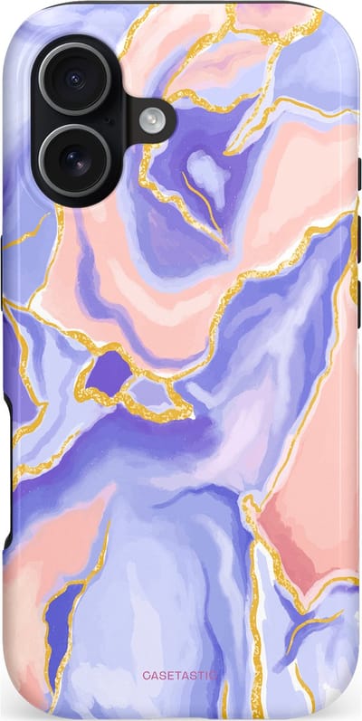 Casetastic hoesje geschikt voor Apple iPhone 17 - MagSafe - Dubbellaagse bescherming - Riviergloed - Fashion Case - Lichtroze Goud Paars