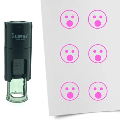 CombiCraft Stempel Smiley Geschrokken 10mm rond - Roze inkt