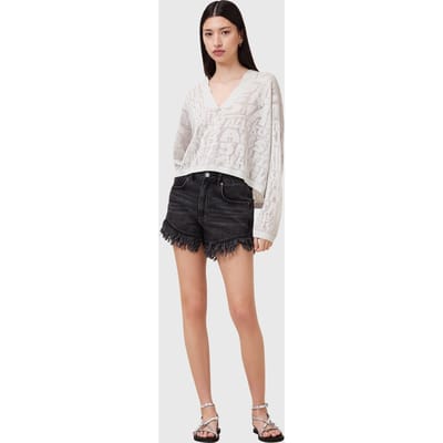 AllSaints Kaito V Neck Chalk White Taglia: L | Maglie a manica lunga Outlet | Donna | Bianco
