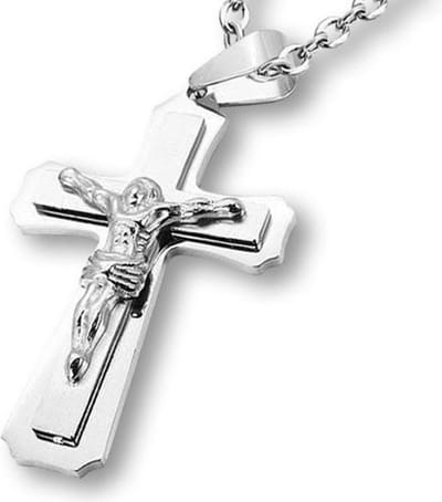 Amanto Ketting Djarno - 316L Staal - Kruis - Christus - 54x34mm - 60cm