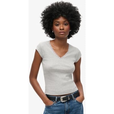 Superdry - Athletic Essentials top met V-hals en kanten rand - Dames - Tops
