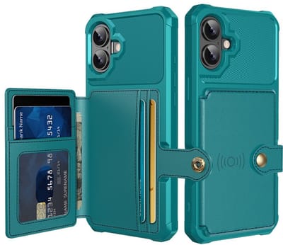 Portemonnee Hoesje Geschikt voor Apple iPhone 16 Plus - Back Cover met Pasjeshouder - Telefoonhoesje voor Pinpas - Kaarthouder op Achterkant - Case met Magneet Groen
