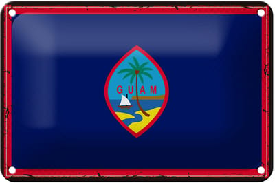 Blechschild Flagge Guams 18x12cm Retro Flag of Guam Dekoration