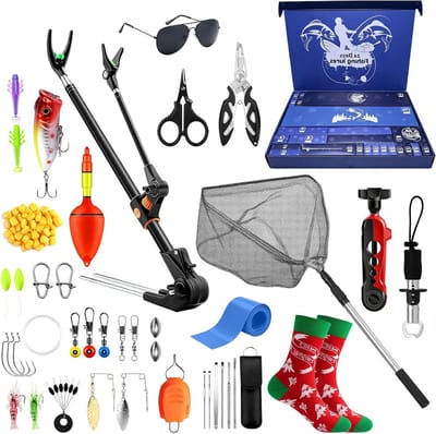 Adventskalender voor Vissers 2025 met 24 Verassingen, Vissenaccessoires, Haakjes en Gereedschap, Perfect Cadeau voor Mannen en Tieners