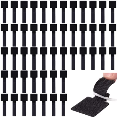 Dailygoods- Kabelorganizers 50 Stuks - Zelfklevend - Herbruikbaar - Kabelbinders - Kabelklem - Geschikt voor Bureau en Auto - Ultra-hechting - Kabelclips