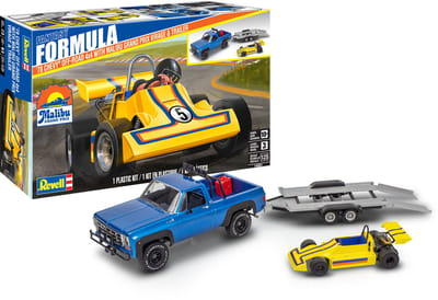 Revell Modelbouwpakket Auto - 14581 Chevrolet 4x4 Pickup 1978 met Malibu GP Virage en Trailer - Truck, trailer en Rauto Plastic - 1:25 - Modelbouw