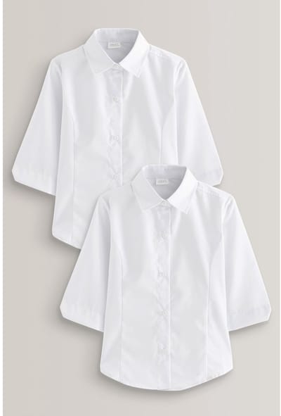 Next - Meisjes - Verpakking van 2 schoolblouses met driekwartmouwen - Wit