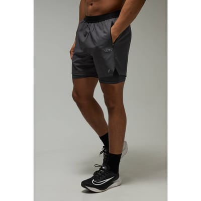 Men's Active Stretch Woven 2in1 Shorts | Charcoal | Size XS