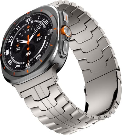 Titanium bandje - schakelbandje - geschikt voor Samsung Galaxy Watch Ultra (47mm) / Ultra 2025 (47mm) - titanium kleurig