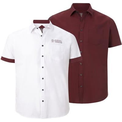 Jan Vanderstorm herren Overhemden, Set Van 2 - 41/42 - rood - Plus Size