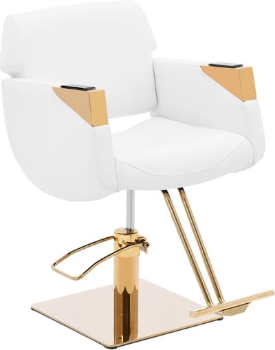physa Kappersstoel met voetsteun - 470 - 630 mm - 200 kg - Wit/Gouden 10040761