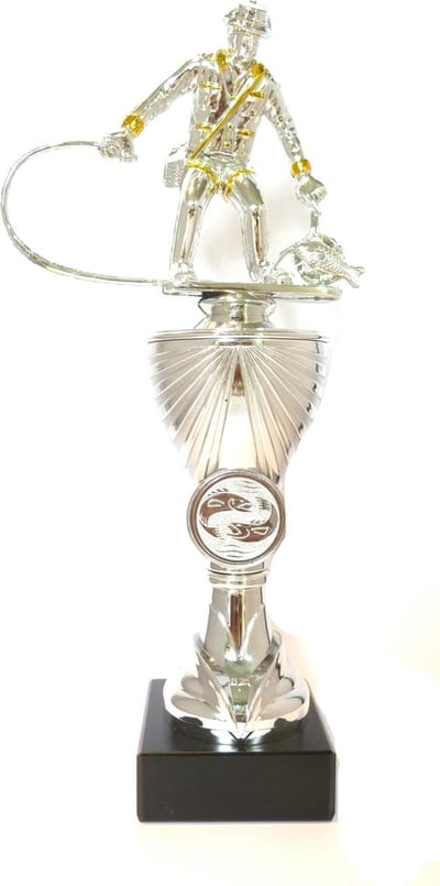 Vissersbeker 24 cm Twee Vissen - Vistrofee Vissen Prijs Viswedstrijd Beker Trofee Wedstrijdvissen