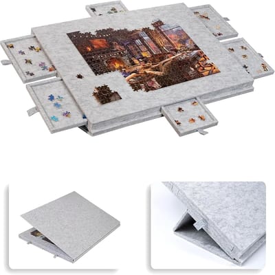 Puzzelbord - Puzzeltafel - Puzzels Leggen - Opvouwbaar Kantelbaar - 77x53.6cm - Donkergrijs