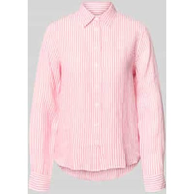 regular fit linnen blouse met overhemdkraag en labelstitching