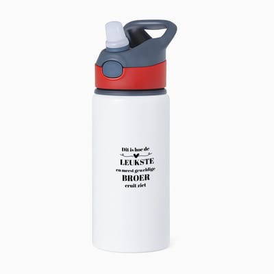 Hacebo® - dit is hoe de leukste en meest geweldige broer eruit ziet waterfles met rietje rood - Broer - meest leukste broer - verjaardag - cadeautje voor broer - broer artikelen - kado - geschenk - water fles - 650ML