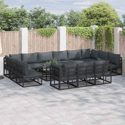 vidaXL - Tuinbank - Set - 13 - st - Zwart - Aluminium