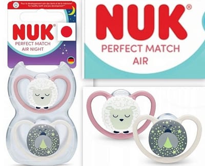 NUK Perfect Match Air Night Fopspeen – Glow in the Dark – 2 Stuks – Siliconen 0-6 maanden