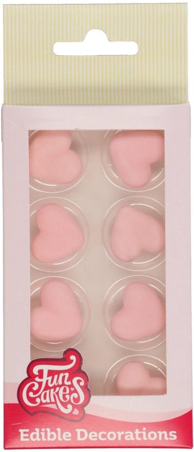 FunCakes Suikerdecoraties - Hart Roze - 8 Stuks - Eetbare Taartdecoratie