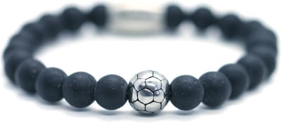 IbizaMen KIDS - Jongens - armband - onyx - voetbal - RVS - 6mm - 15cm