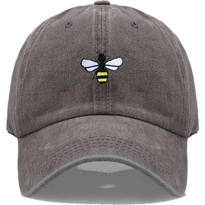 Gewassen Katoen Bijenborduurwerk Baseballpetten Voor Mannen Vrouwen Papa Hoed Verstelbare Snapback Pet Dropshipping gray