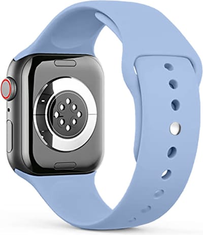 Stravo Siliconen Sportbandje – Zacht & Waterproof Horlogeband – Geschikt voor Apple Watch 42mm (Series 11/10), 41mm (Series 9/8/7), 40mm (Series 6/5/4/SE 1/2/3), 38mm (Series 3/2/1) – maat M/L – Mist blauw