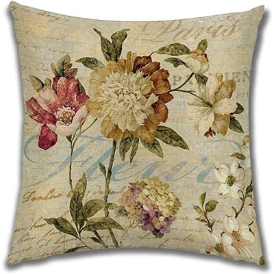 Linnen Kussensloop Amerikaanse Vintage Bloemen Kussensloop Voor Bank Huis Woonkamer Slaapkamer Huisdecoratie, 40X40 45X45 50X50 60X60 Linen 35*35(CM)-1Pcs