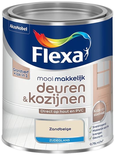 Flexa - Mooi Makkelijk Deuren & Kozijnen Zijdeglans - Zandbeige - Mengverf - 750 Ml