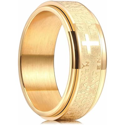 Roestwerende ringen van roestvrij staal voor mannen en vrouwen, christelijk kruis, religieuze draaibare kettingringen, antistress retro amulet sieraden 9