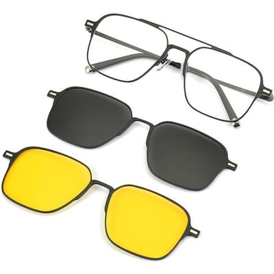 1/3 In 1 Magnetische Clip-On Zonnebril Voor Mannen Vrouwen Optische Myopie Bijziendheid Bril Trendy Montuur 0 gray