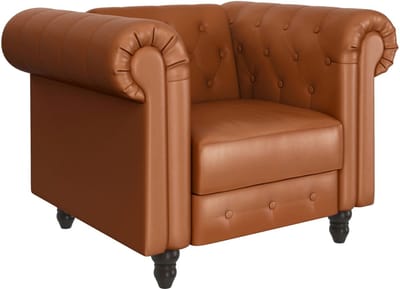 Felix - Loungestoel met relaxfunctie in PU Cognac (83 x 111 x 87 cm)