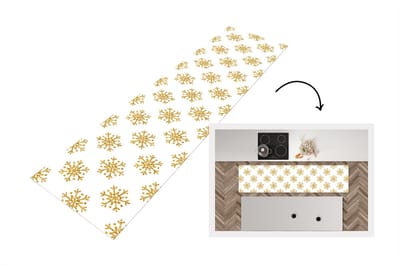 Keukenloper - Loper keuken - Sneeuwvlok - Gold - Glitter - Kerstmis - Design - 200x50 cm - Keukenloper vinyl