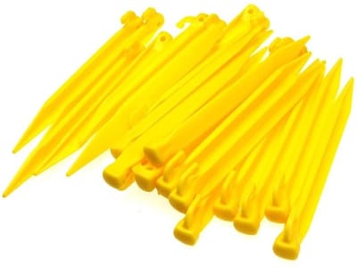Dailygoods- Tentpinnen 24 stuks - Duurzaam - Kunststof - Camping - Luifel - Sterke bovenhaak - Formaat 225mm x 22mm - Tentstaken