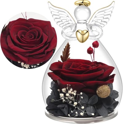 Eeuwige rozen in glas engelfiguren – perfecte cadeaus voor Moederdag, verjaardag en speciale gelegenheden