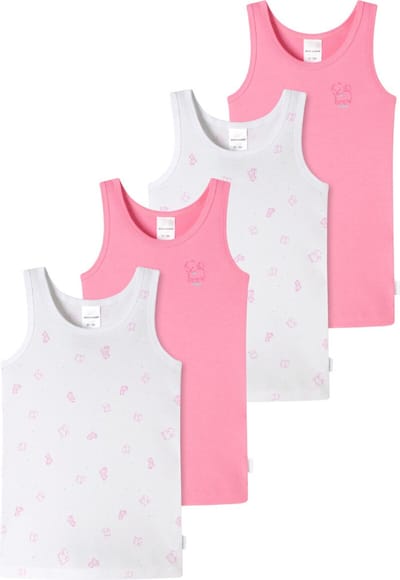 Schiesser Meisjes onderhemd 4 pack Kids Girls fijnrib Organic Cotton