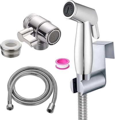 Bidet Handdouche van ABS Plastic voor Babydoekjes, Inclusief Kraan Dispenser en RVS Slang, Ideaal voor Badkamer Hygiëne en Luiers Schoonmaken