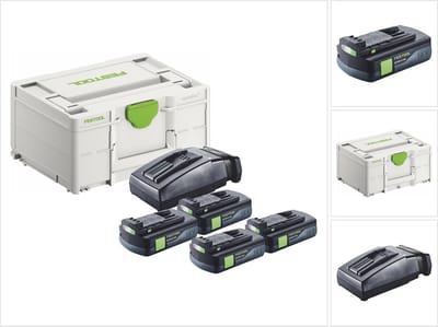 Festool energieset 4x BP 18 Li 3,0 C accu 18 V 3,0 Ah / 3000 mAh Li-Ion ( 4x 577658 ) + TCL 6 oplader ( 201135 ) + Systainer