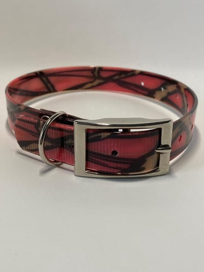 Halsband BioThane Camouflage - ROZE - 600mmX25mm - dubbele gesp