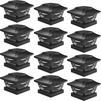 Paalverlichting Solar - Buitenlampen Zonne-energie - Tuin Terras Verlichting - Universele Paal Adapters - 12 Stuks - Leisteen Zwart