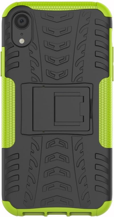 Peachy Shockproof Autoband hoesje TPU geschikt voor iPhone XR Case met Standaard - Groen