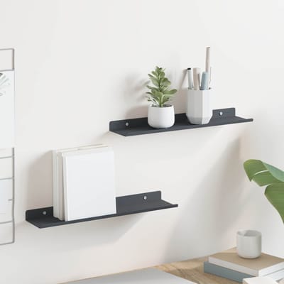 vidaXL - Zwevende - plank - 2 - st - Antraciet - 40 - x - 8,5 - x - 2,5 - cm - Staal