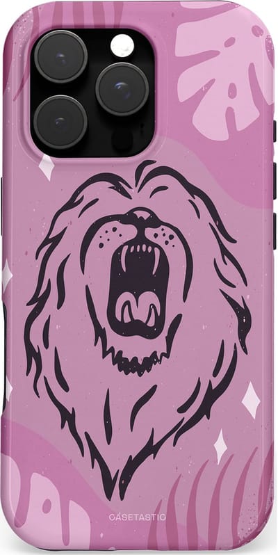 Casetastic hoesje geschikt voor Apple iPhone 16 Pro - MagSafe - Dubbellaagse bescherming - Trots en vurig - Fashion Case - Lila Lichtroze Donkergrijs