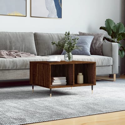 vidaXL - Salontafel - 60x50x36,5 - cm - bewerkt - hout - bruin - eikenkleur