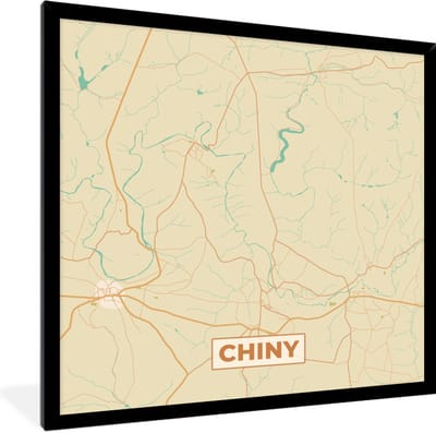 Fotolijst incl. Poster - Stadskaart - Kaart - Plattegrond - België - Chiny - 40x40 cm - Posterlijst