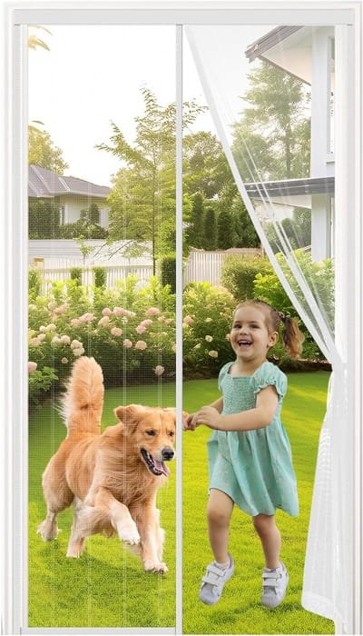 Vliegengordijn voor Schuifdeuren en Terrasdeuren, 90x210 cm, Met Sterke Magneten en Brede Plakstrip, Eenvoudig Te Installeren, Geschikt voor Woonkamers en Buitenruimtes
