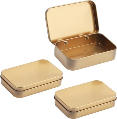 Roze Gouden Metalen Opbergdozen - Set van 3 Stuks, Waterdichte Blikken voor Snoep, Munten en Sieraden (9.5 x 6 x 2.2 cm)